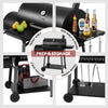 Royal Gourmet Black barbecue grill with prep and storage features on a white background