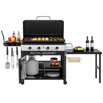 Black Royal Gourmet grill with accessories on a white background