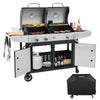 2-Burner Gas and Charcoal Combo Grill with Cover