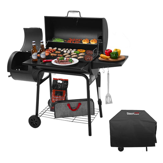 18-Inch Charcoal Grill with Offset Smoker, with Cover