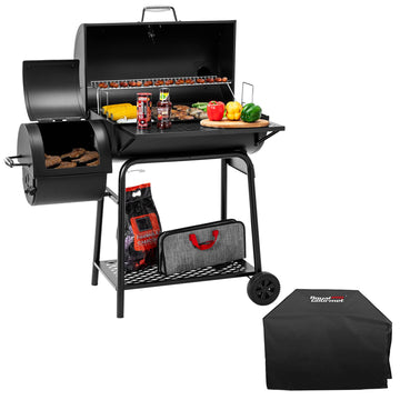 Royal Gourmet Black barbecue grill with accessories on a white background