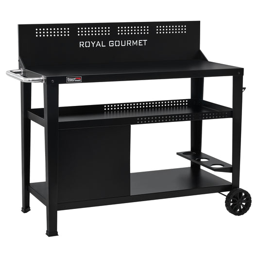 3-Tier Dining Cart with Wind Guard, Black