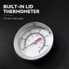 Builtin lid thermometer with temperature scale on a Royal Gourmet black background