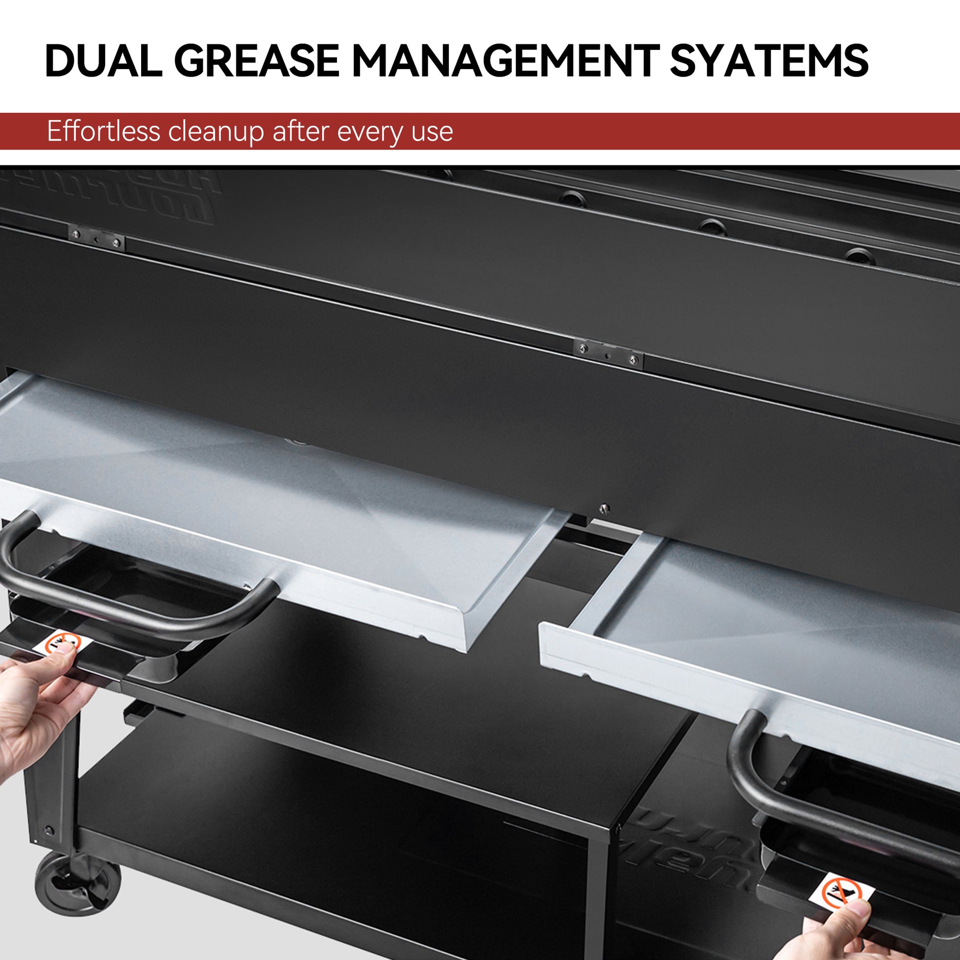 Royal Gourmet GB8003 wind deflector and grease management system