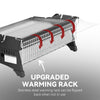 Stainless steel Royal Gourmet  warming rack with flip feature on a gray background