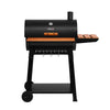 Royal Gourmet Black barbecue grill with wooden accents on a white background