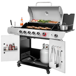6-Burner Gas Grill with Sear Burner and Side Burner