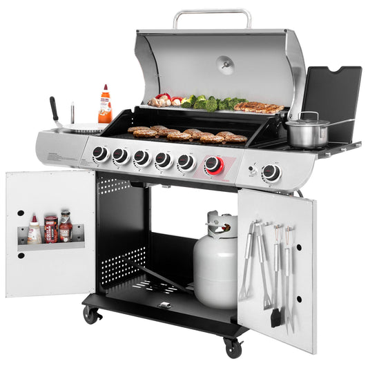6-Burner Gas Grill with Sear Burner and Side Burner