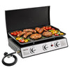 Royal Gourmet Portable gas grill with food cooking on a white background