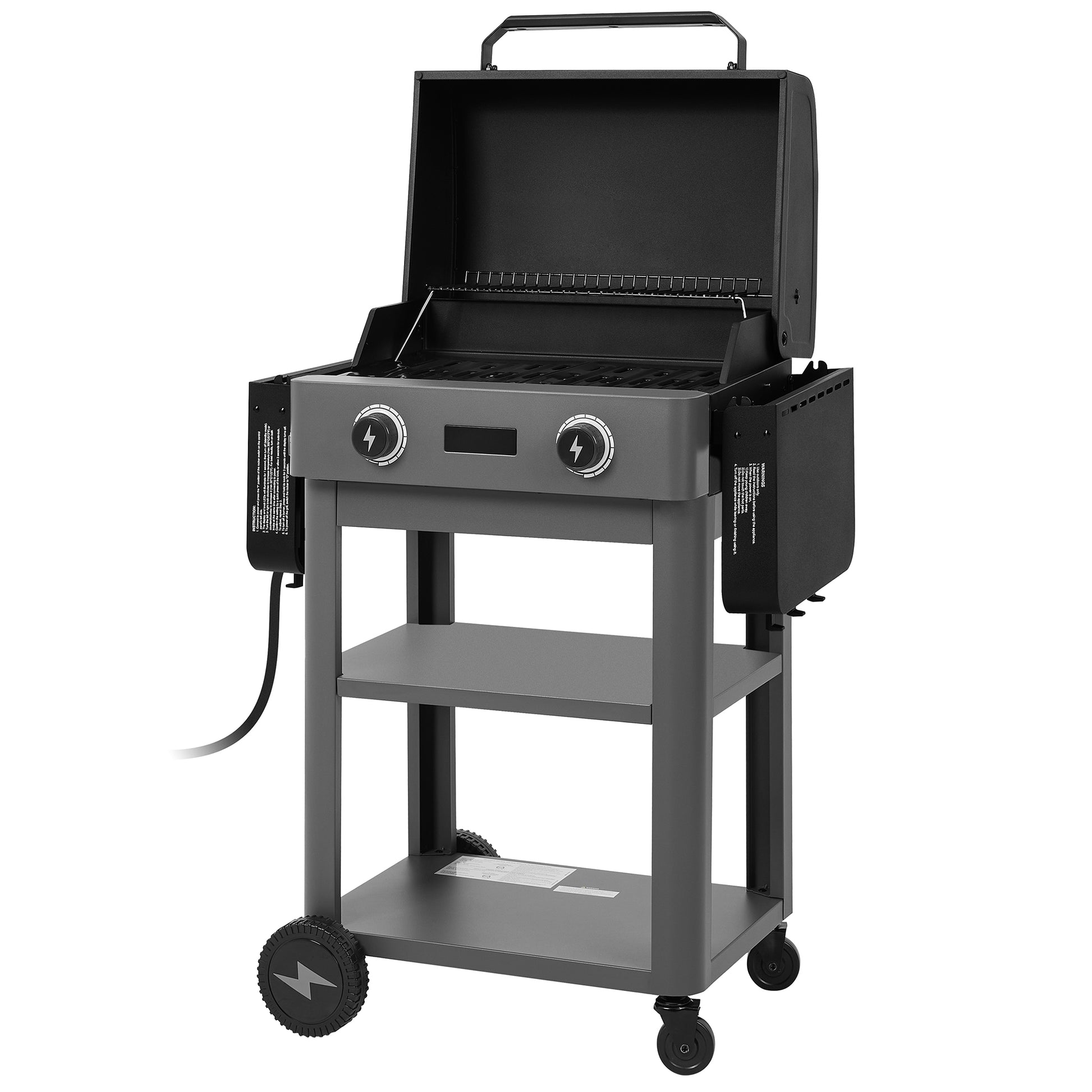 Black Royal Gourmet portable grill on wheels with a white background