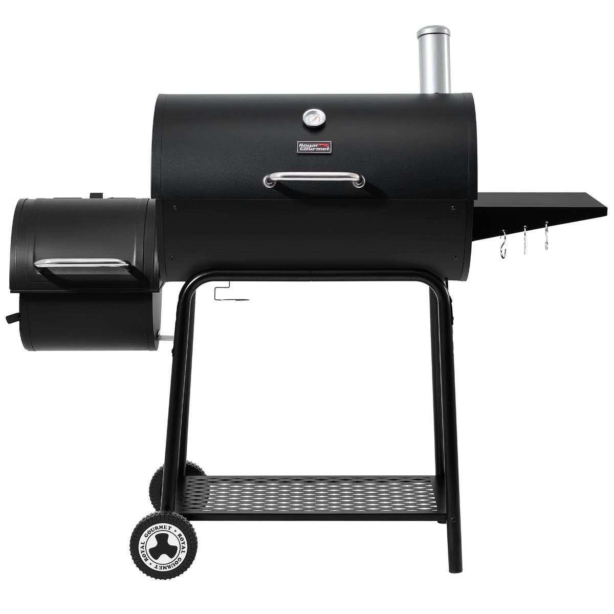 Black Royal Gourmet  barbecue grill with a side shelf on a white background