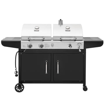 2-Burner Gas and Charcoal Combo Grill