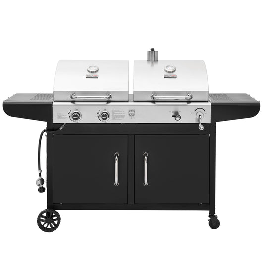 2-Burner Gas and Charcoal Combo Grill