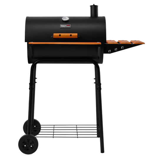 Royal Gourmet Barrel Charcoal Grill with  Wooden Shelf, Black