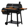 Royal Gourmet  Black barbecue grill with wooden accents on a white background