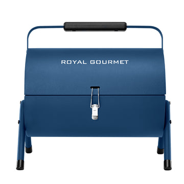 Portable Charcoal Grill with Four Air Vents and Lid Handle, Blue
