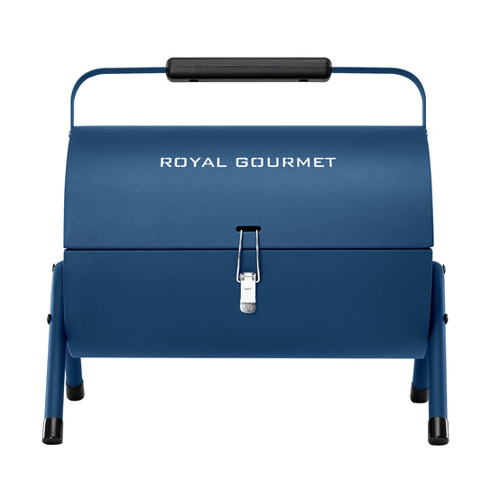 Portable Charcoal Grill with Four Air Vents and Lid Handle, Blue