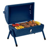 Royal Gourmet Blue portable grill with food on a white background