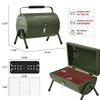 Portable Charcoal Grill with Four Air Vents and Lid Handle, Olive Green