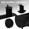 Royal Gourmet Black side damper and stack with text explaining its function on a gray background