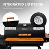 Royal Gourmet Black barbecue grill with wooden handle and temperature gauge on a gray background