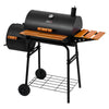 Royal Gourmet Black barbecue grill with wooden accents on a white background