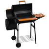 Royal Gourmet Black barbecue grill with wooden accents on a white background