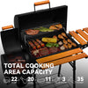 Royal Gourmet Portable grill with cooking area capacity text and illustrations on a white background