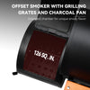 Royal Gourmet Offset smoker with grilling grates and charcoal pan on a gray background