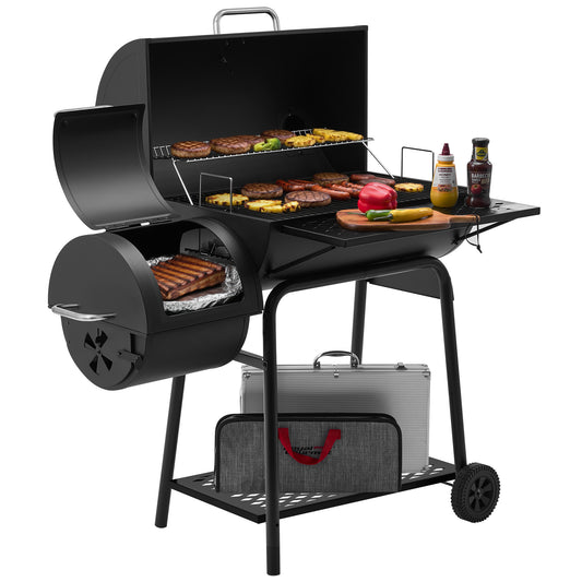 28 Inch Charcoal Grill with Offset Smoker