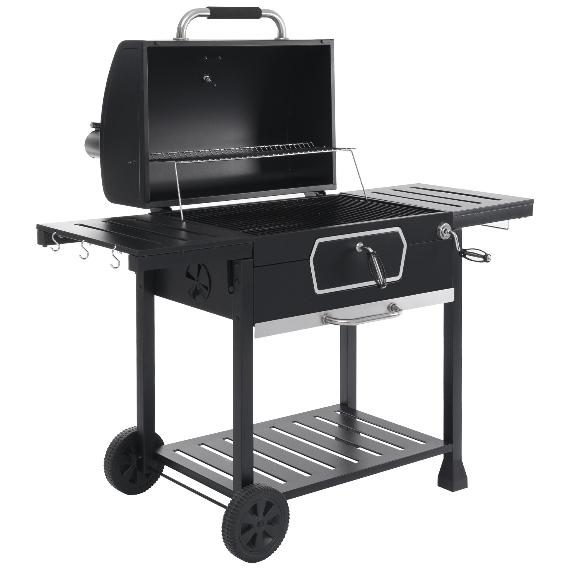 Royal Gourmet Black barbecue grill with wheels on a white background