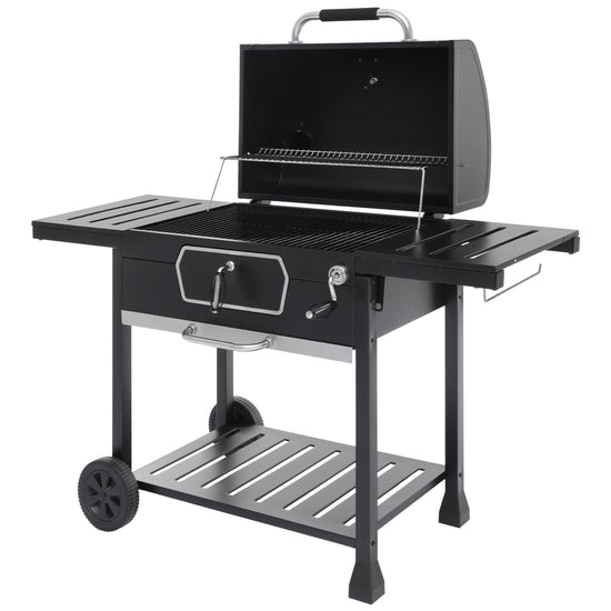 Royal Gourmet Black barbecue grill with wheels on a white background
