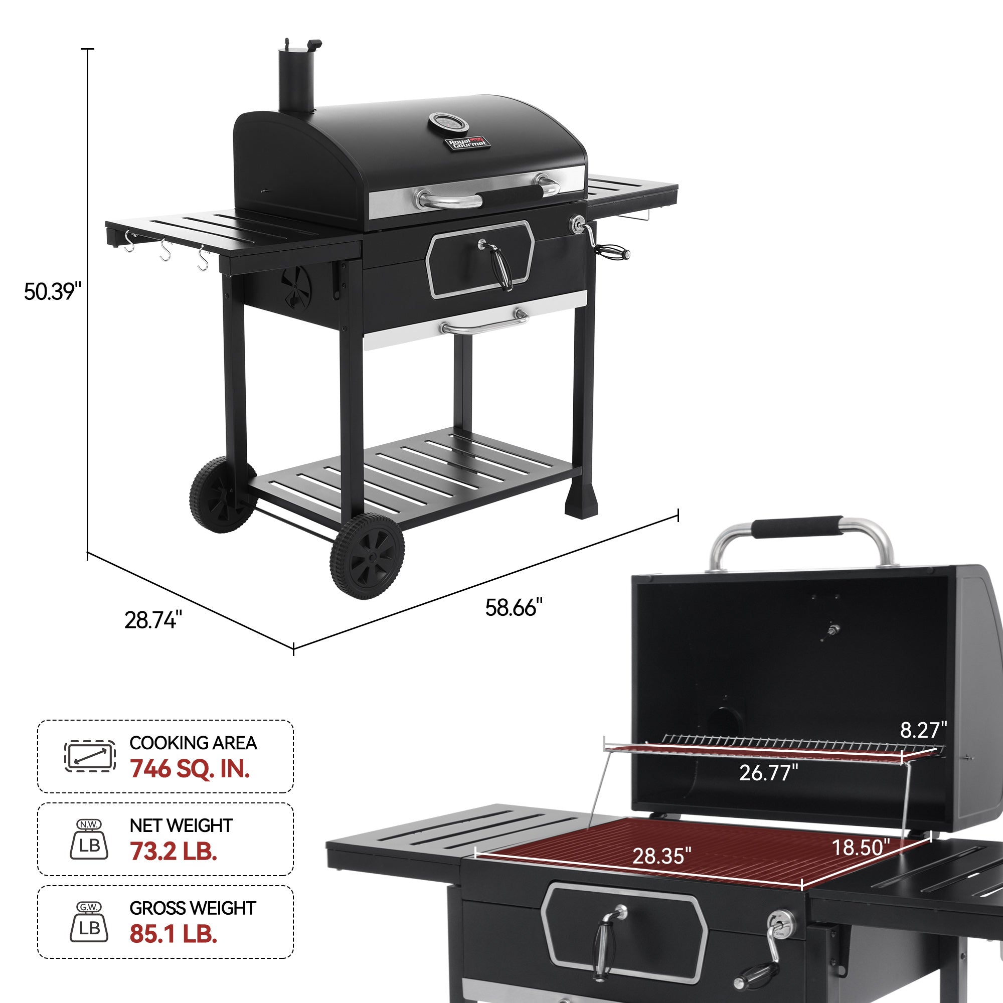 Royal Gourmet CD2030AN Deluxe 30-Inch Charcoal Grill | 746 Sq. In.