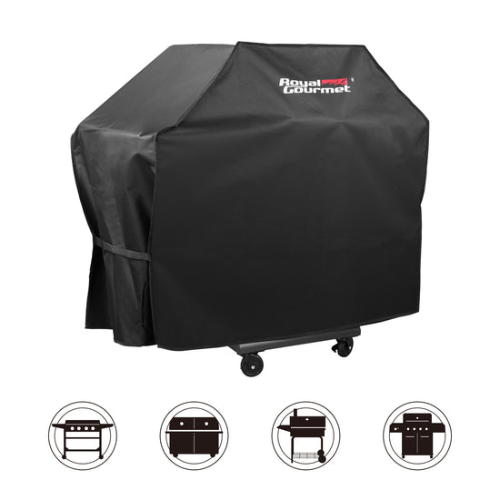 Black grill cover with Royal Gourmet logo on a white background