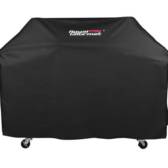 Black grill cover with 'Royal Gourmet' logo on a white background