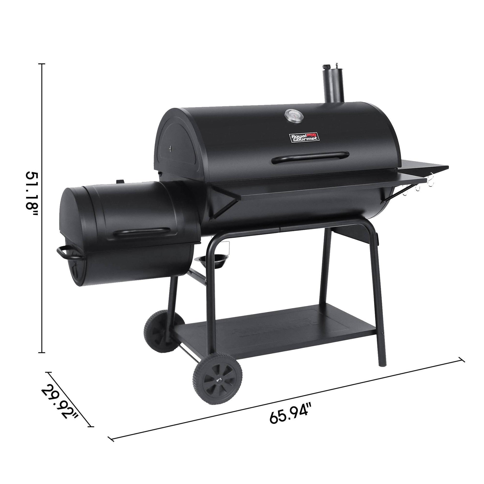 Charcoal Barrel Grill with Offset Smoker - Royal Gourmet