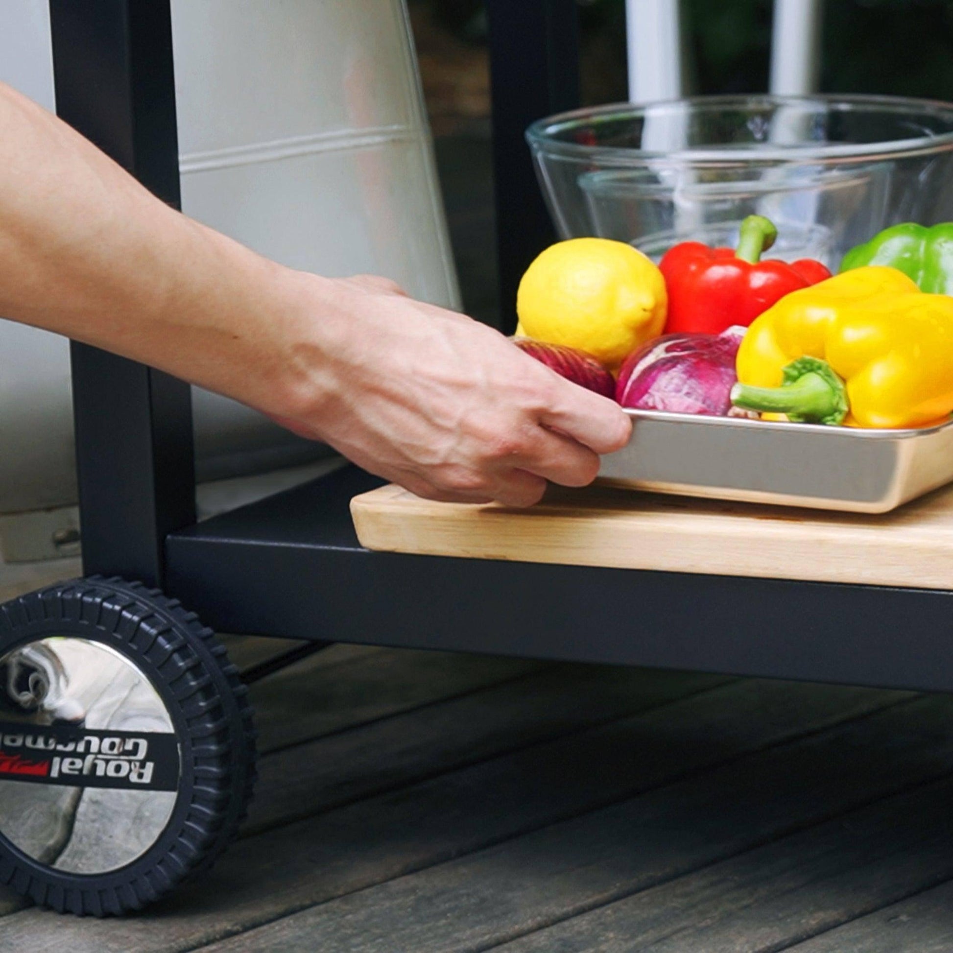 Double Shelf Stainless Steel Grill Cart with Wheels