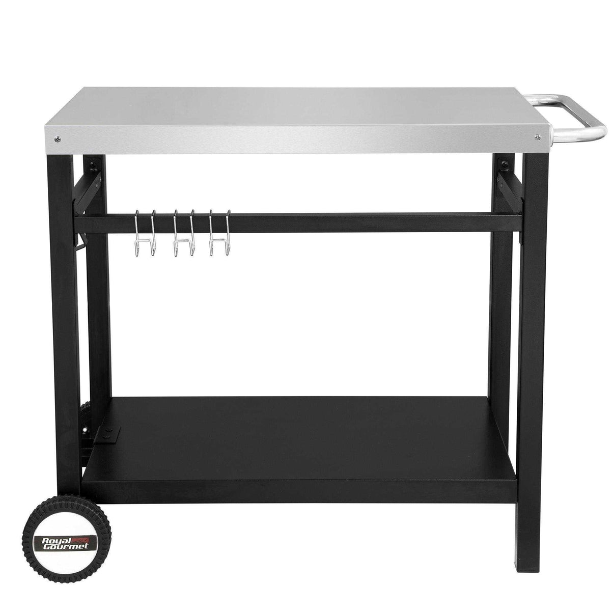 Double Shelf Stainless Steel Grill Cart with Wheels Royal Gourmet