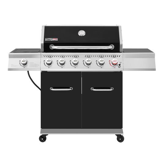 6-Burner BBQ Gas Grill with Sear Burner and Side Burner, Black