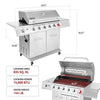 Premier 6-Burner BBQ Grill with Sear Burner and Side Burner