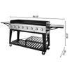 Royal Gourmet Black and silver grill with dimensions on a white background