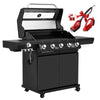  Royal Gourmet Black barbecue grill with a cleaning brush and red bow on a white background