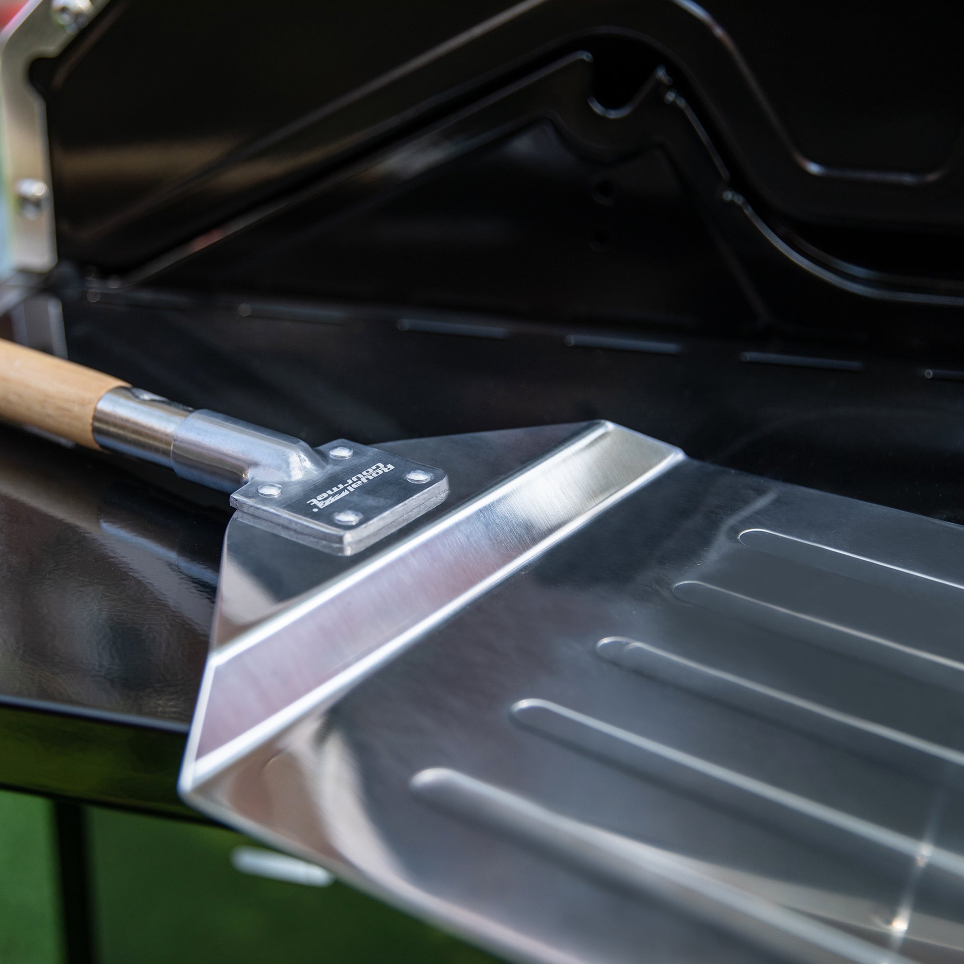 Royal Gourmet  Metal spatula with wooden handle on a grill