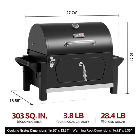 Portable Charcoal Grill with Two Side Handles - Royal Gourmet