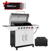 6-Burner Gas Grill with Sear Burner and Side Burner - 699 Sq. In. Outdoor BBQ Grill with Cover