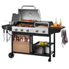 Royal Gourmet Outdoor grill cart with cooking utensils, bottles, and food on a white background