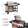 Royal Gourmet Grill with dimensions and features displayed on a white background