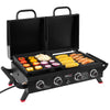 4-Burner Portable Propane Gas Grill Griddle Combo, Black