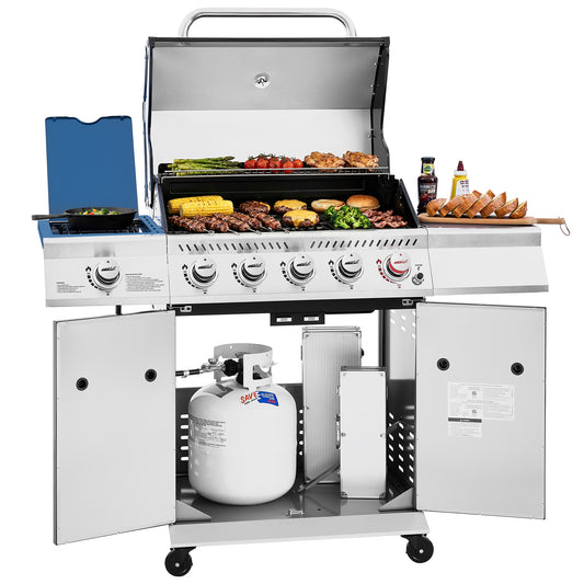 5-Burner Propane Gas Grill | 64,000 BTU | Blue