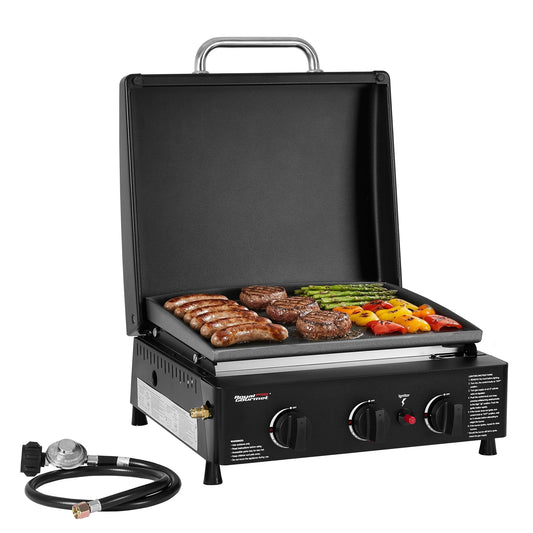 Royal Gourmet Portable grill with food on a white background